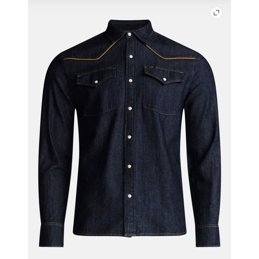 Kacey Lee Men’s Western Denim Shirt XXL Dark Wash Snap Button 100% Cotton New